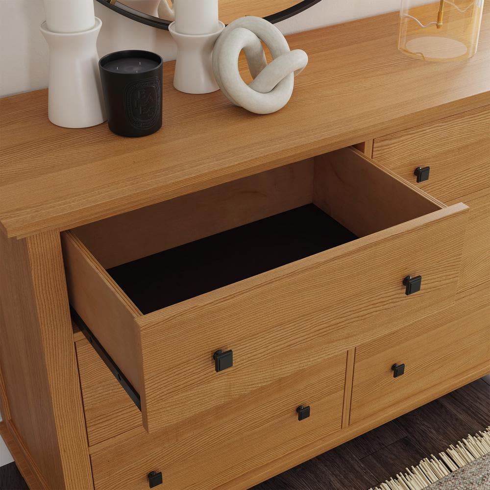 Double Black Oak Dresser with Felt Lined Drawers