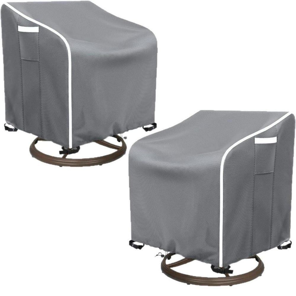 2-Piece Outdoor Rotary Lounge Chair Cover, Waterproof Patio Chair Cover, Gr