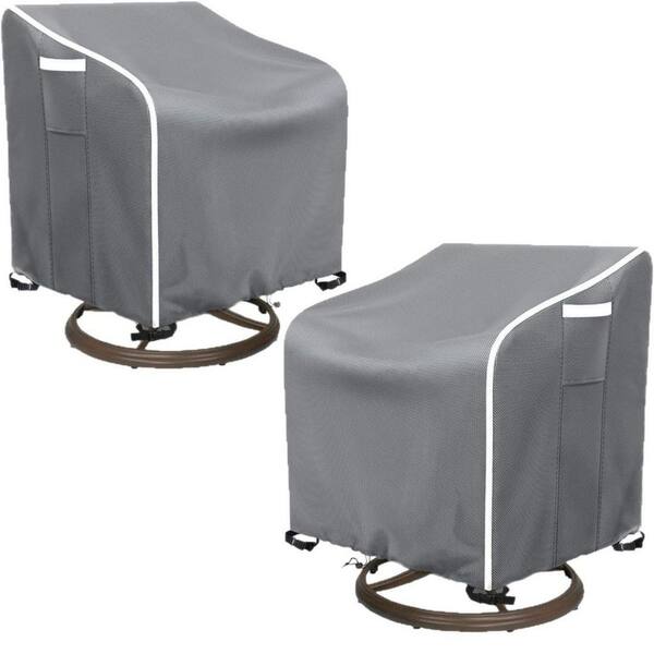 Unbranded 2-Piece Outdoor Rotary Lounge Chair Cover, Waterproof Patio Chair Cover, Gray 39 in. W x 37.5 in. D x 38.5 in. H