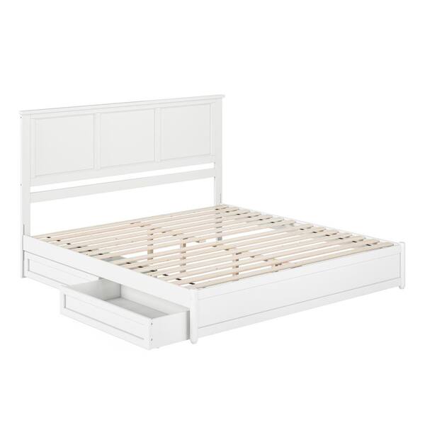 AFI Felicity White Solid Wood Frame King Platform Bed with Panel ...