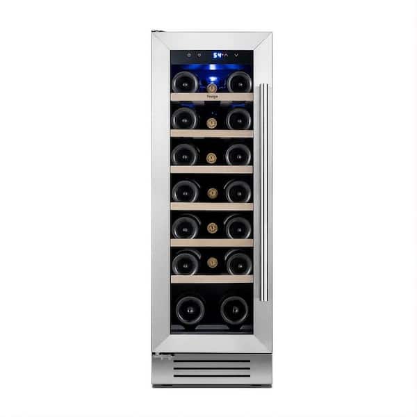 12 in. Single Zone Built-in/Freestanding 20 Bottle Wine Cooler with Adjustable Shelves in Stainless Steel (Left-Hinged)