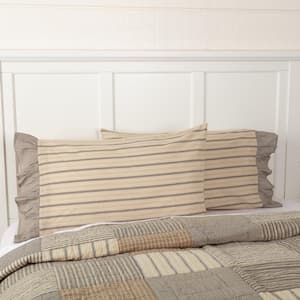 Sawyer Mill Charcoal Stripe Ruffled Cotton Standard Pillowcase (Set of 2) 21x30