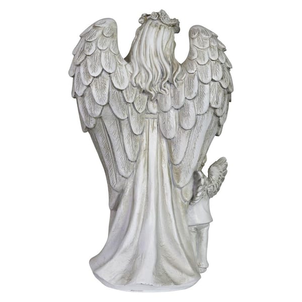 Exhart LED Halo Angel with Boy with Timer Garden Statue 15644-RS 