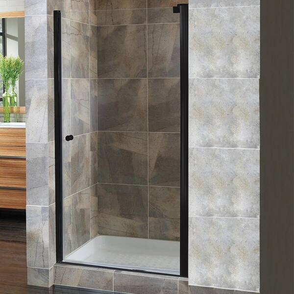 Foremost Cove 24.5 in. to 26.5 in. x 72 in. H Semi-Framed Pivot Shower Door in Oil Rubbed Bronze with 1/4 in. Clear Glass