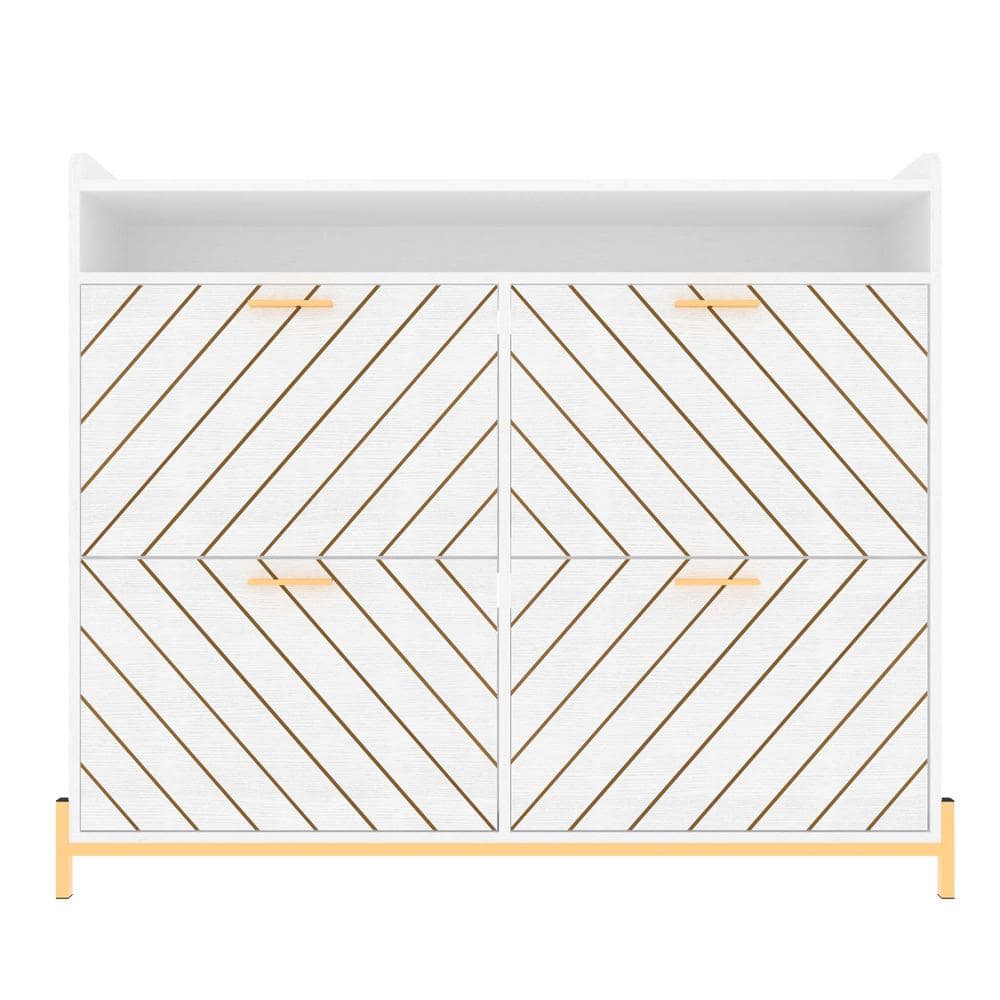 45.6 in. W x 9.4 in. D x 38.9 in. H White Linen Cabinet Shoe Cabinet with 4