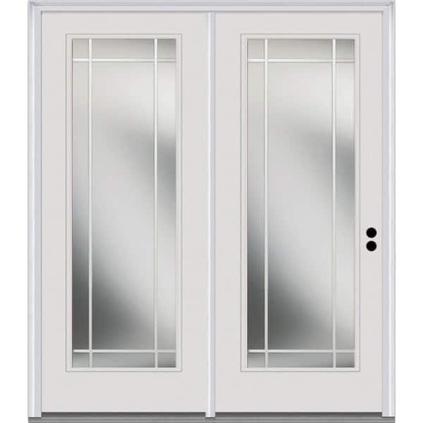 MMI Door 75 in. x 81.75 in. Grilles Between Glass Fiberglass Smooth Prehung Left-Hand Inswing Full Lite Stationary Patio Door