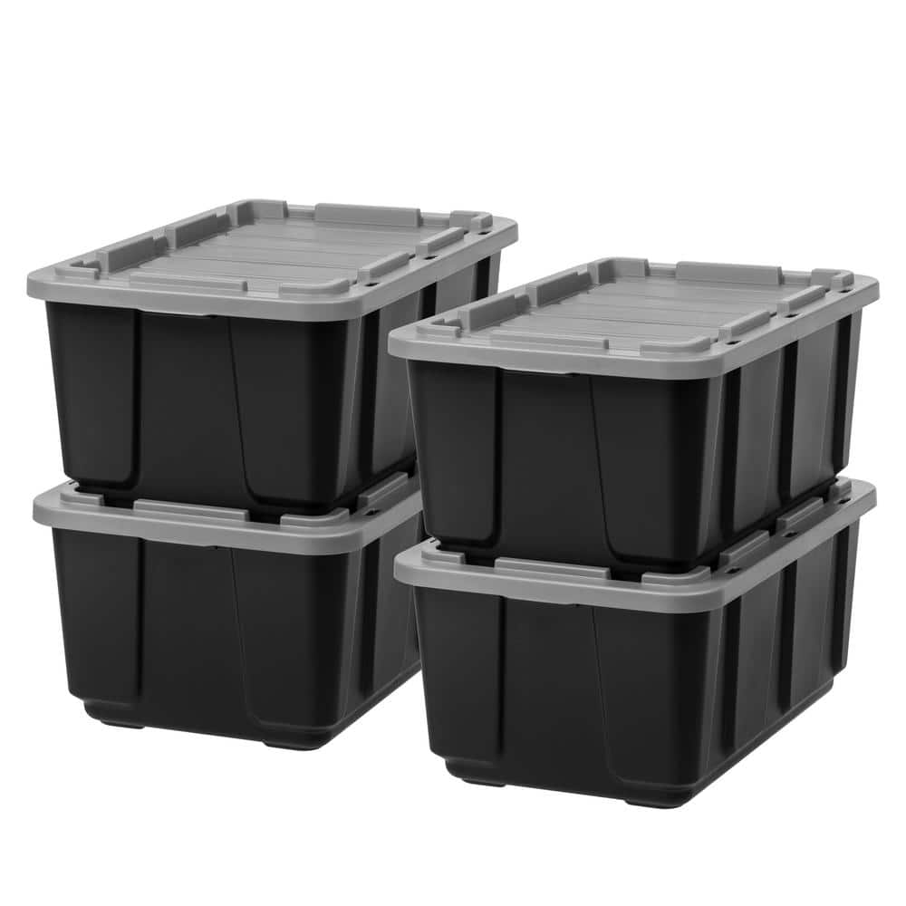 IRIS USA 27 Gallon Stackable Utility Storage Tote with Secure Lid Black (2  Pack), 1 Piece - QFC