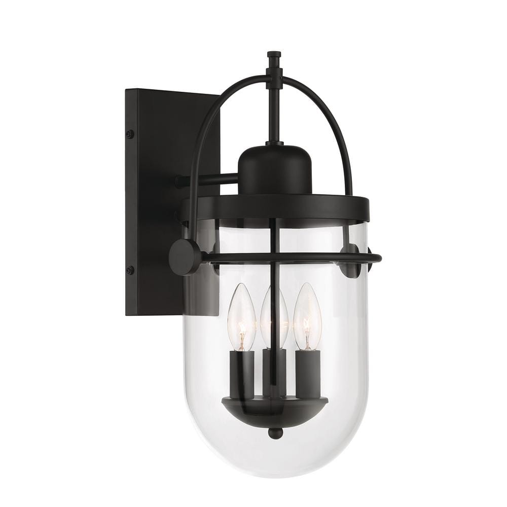 GLUCKSTEINELEMENTS Lowell 3-Light Black Outdoor Industrial Wall Sconce