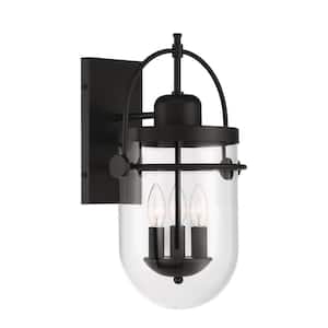 Lowell 3-Light Black Outdoor Industrial Wall Sconce