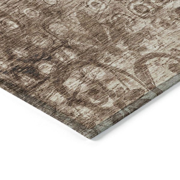 Chocolate 5 ft. x 8 ft. Woven Ikat Polyester Rectangle Indoor / Outdoor Area Rug