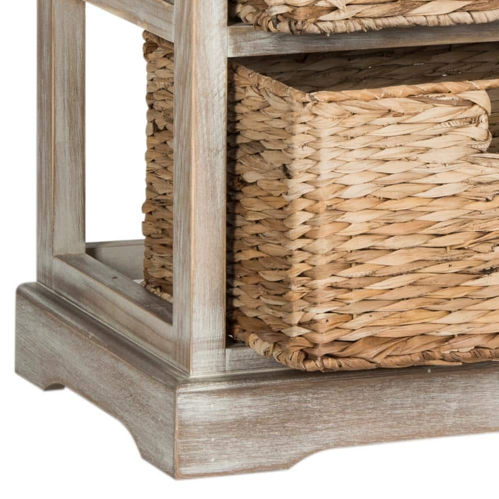 Vintage White 6-Basket Wicker Storage Chest