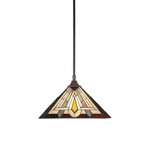 Sparta 100-Watt 1-Light Dark Granite Bowl Mini Pendant Light with Glass Shade