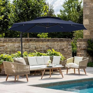 10 ft. Round Patio Cantilever Umbrella With Cover in Navy