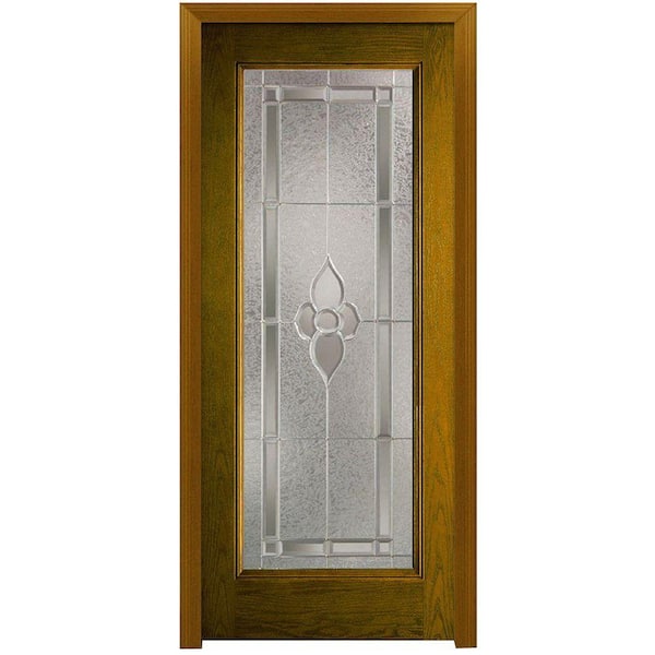 Milliken Millwork 36 in. x 80 in. Master Nouveau Left Hand Full Lite Decorative Classic Stained Fiberglass Oak Prehung Front Door