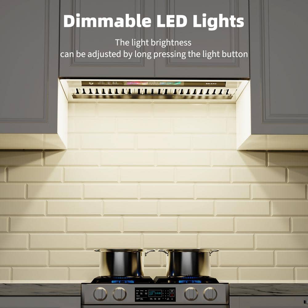 BRANO 36" Stainless Steel Convertible Insert Range Hood with LED Lights