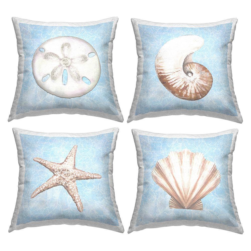 Aquatic Seashell Beach Water Blue Square Outdoor Throw Pillow 4-Pack price history on PriceWatchPro