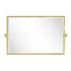 Sema 36 in. W x 24 in. H Large Rectangular Metal Framed Horizontal Pivot Wall Mount Bathroom Vanity Mirror in Gold