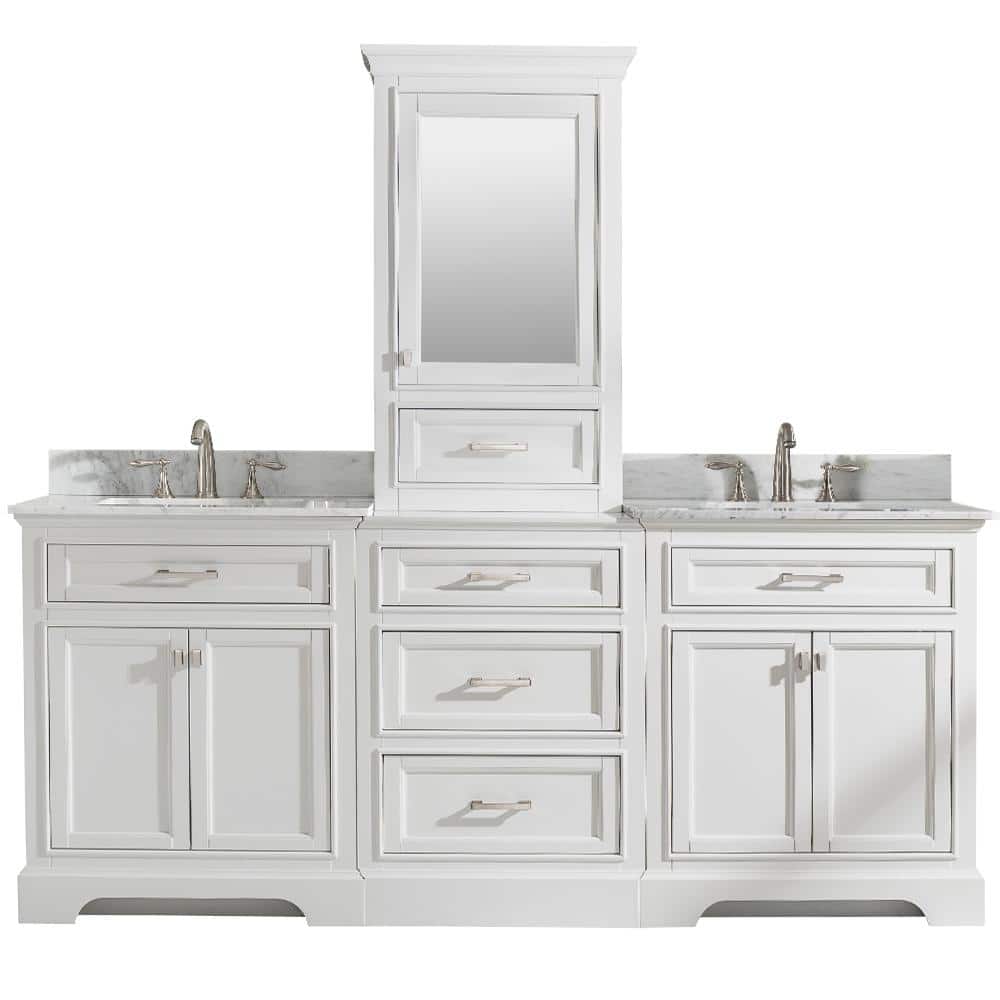 Design Element Milano 84 In W X 22, Double Vanity With Center Storage Tower