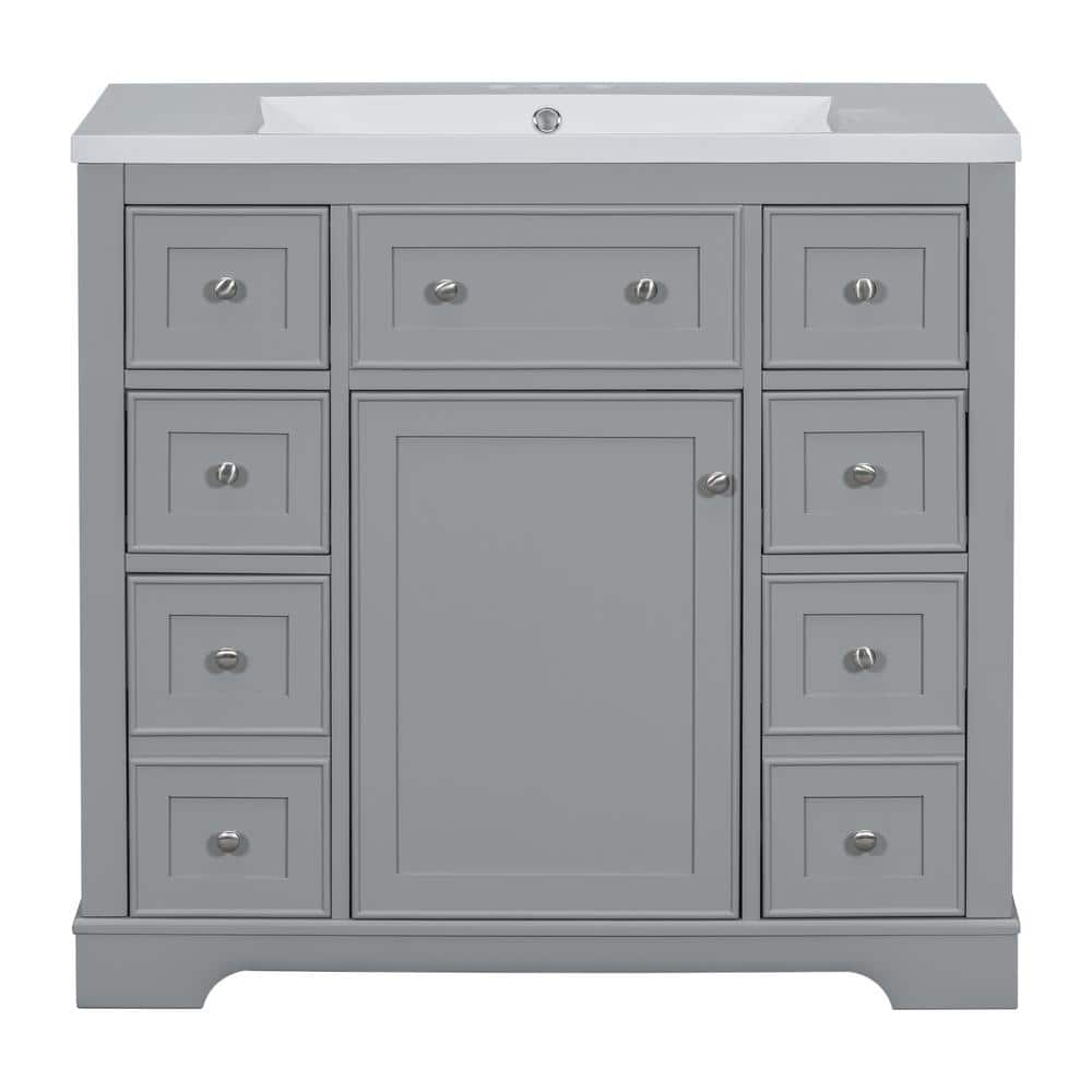 36 in. W. x 18 in. D x 34.5 in. H Freestanding Single Bath Vanity in Gray with White Ceramic Top price history on PriceWatchPro