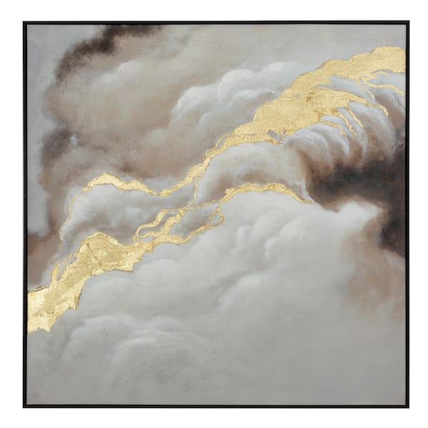 Yosemite Home Decor 'Stratus I' - 39"x39", Wall Art Hand Painted on Canvas, Framed