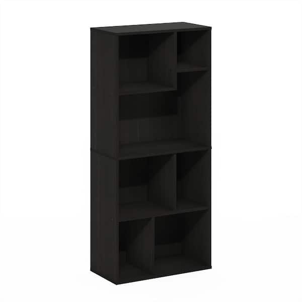 Furinno Daly 42.13 in. Tall Espresso Wood 7-Shelf Irregular Cubes