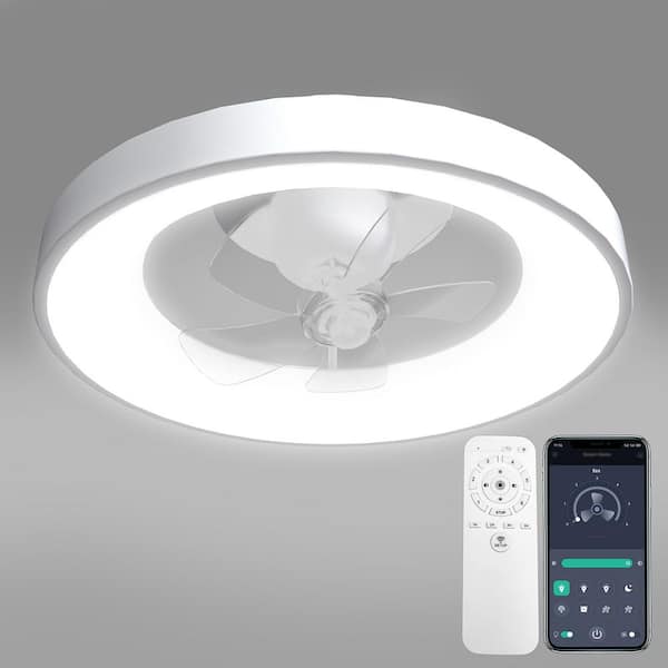 Unbranded Indoor Fan Blade Span 1.31 ft. white 19.7 in. CeilingFan with Light 120-Volt 323RPM2000 Lumen and Remote and APP Dimming