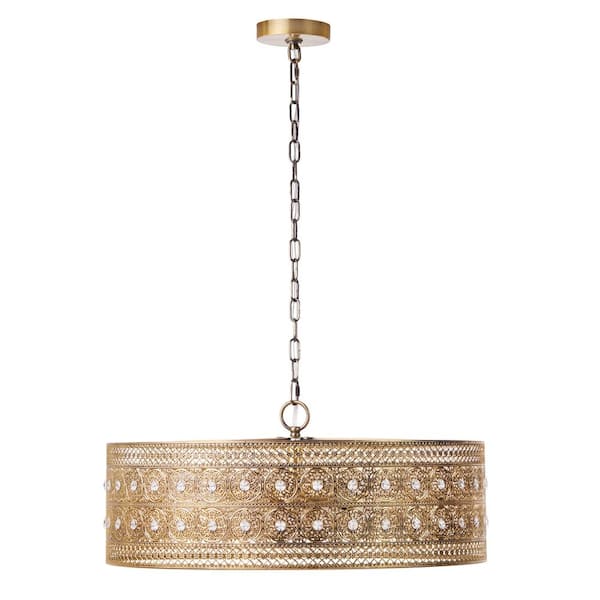 River of Goods Brianna 3-Light Chandelier with Brass and Crystal