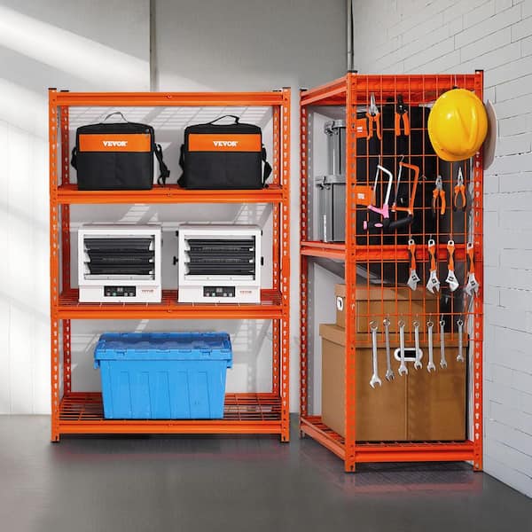 4-Tier Heavy Duty Storage Shelves, 2400 lbs., Adjustable Metal Garage Shelving 20x40x60in. for Kitchen, Basement, Orange