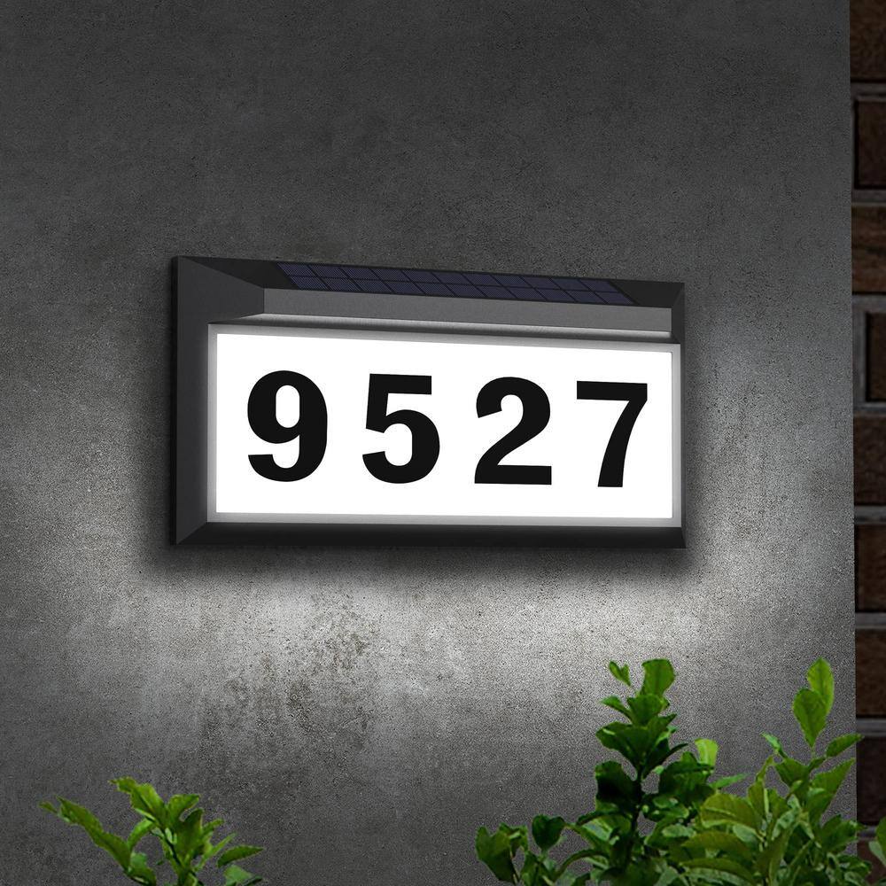 Black and White Solar-Powered LED Address Plaque