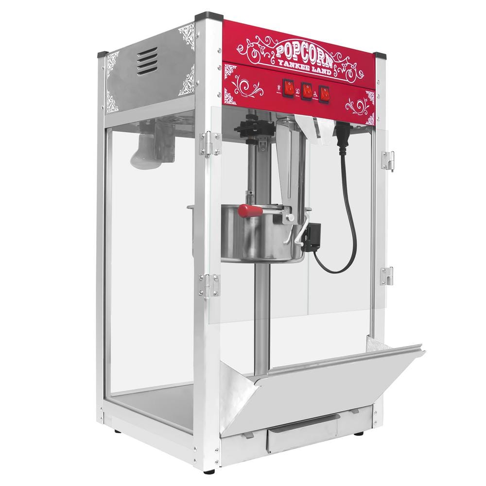 Commercial 850 W 12 oz. Red Hot Air Countertop Popcorn Machine with 3-Switch Control