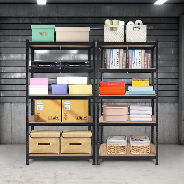 5-Shelf 2000 lbs. Capacity Garage Storage Shelves Pantry Organizer in Black (15.7 in. W x 71 in. H x 35.4 in. D)