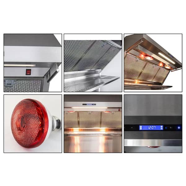 ONEEON 24 Range Hood Insert, 500CFM Stainless Steel Built-in Kitchen Vent,  4-Speed Exhaust Fan, Dishwasher-Safe Baffle Filters, LED Lights & 3-Min