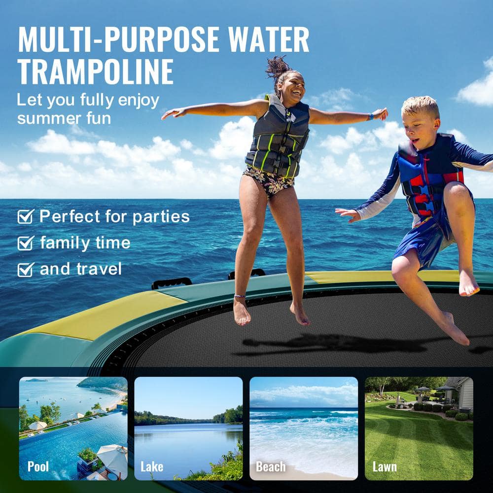 13 ft Yellow and Green Inflatable Water Trampoline