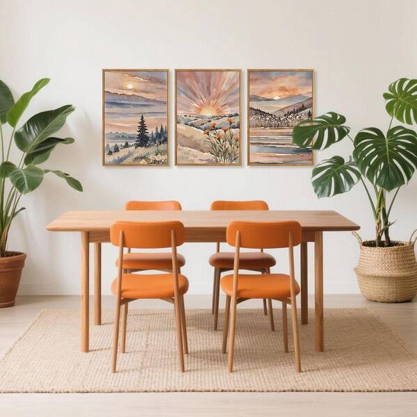 3 Piece Framed Canvas Print Sunrise and Sunset Wall Art Print 24