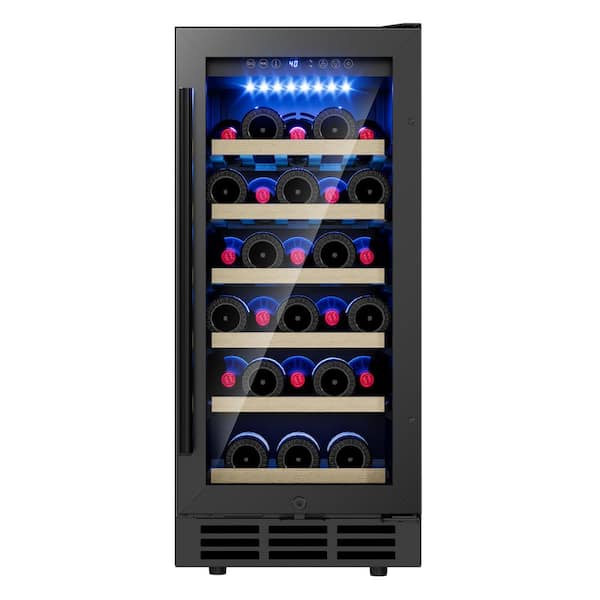 15 in. Single Zone 30-Bottle Undercounter/ Freestanding Wine Cooler in Black