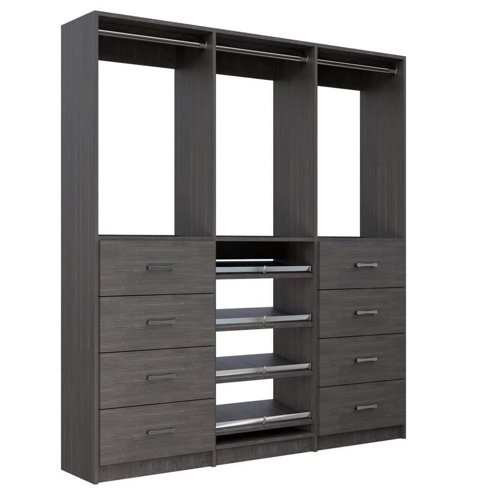 Alto 75 in. W Grey Tower System 2 4-Drawer with Hang and Shoe-Shelves with Hang 9-Shelf Wood Closet System price history on PriceWatchPro