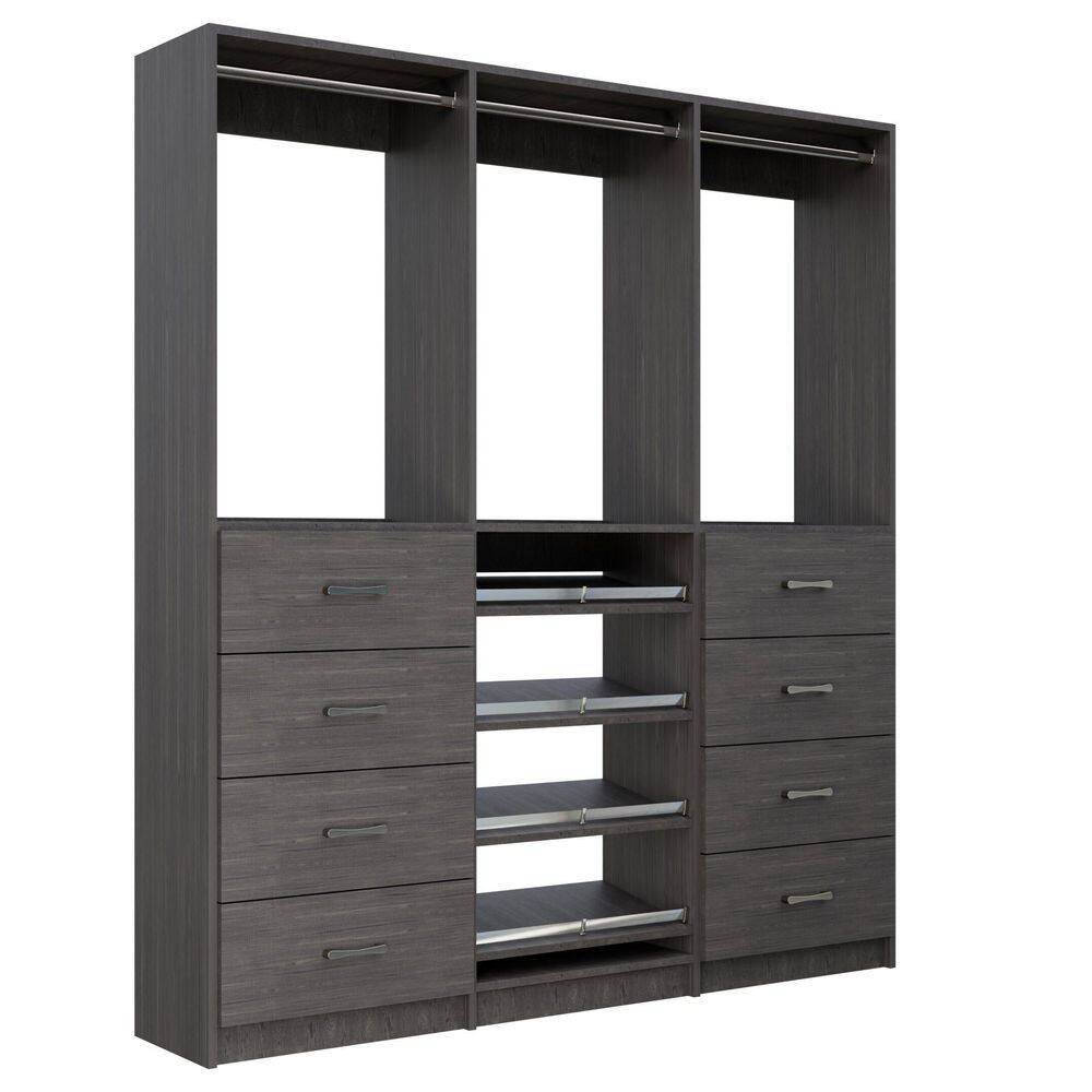 Alto 87 in. W Grey Tower System 2 4-Drawer with Hang and Shoe-Shelves with Hang 9-Shelf Wood Closet System price history on PriceWatchPro