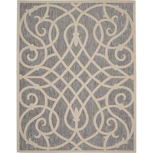 Palamos Grey 8 ft. x 10 ft. Geometric Contemporary Indoor/Outdoor Area Rug