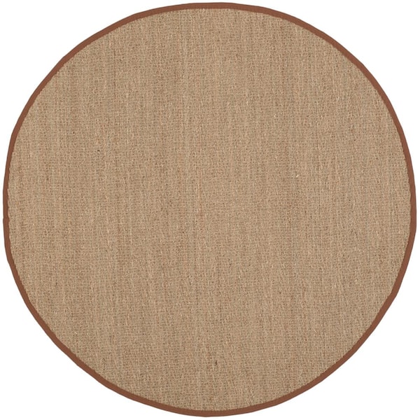 SAFAVIEH Natural Fiber Beige/Brown 6 ft. x 6 ft. Round Border Area Rug