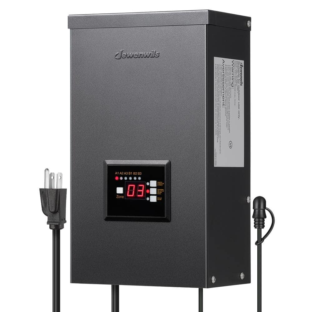 600W Black Waterproof Low Voltage Landscape Transformer with Timer