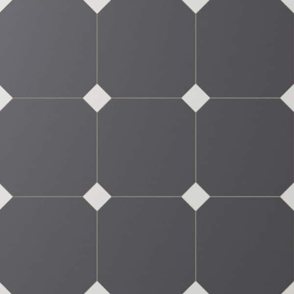 Vaudeville Octagon Antracita with Taco Nacar 8 in. x 8 in. Porcelain Floor and Wall Tile (11.25 sq. ft. /Case)
