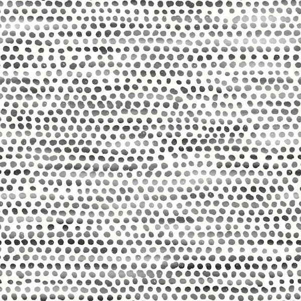 Black and White Moire Dots Vinyl Peel and Stick Wallpaper Roll (Covers 56 sq. ft.)