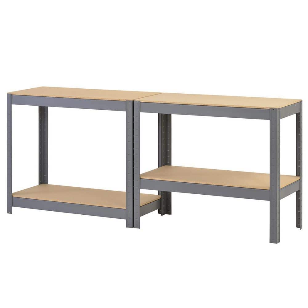 36'' Gray Steel Adjustable 4-Shelf Storage Rack
