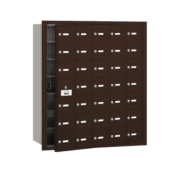 Salsbury Industries 3600 Series Bronze Private Front Loading 4B Plus Horizontal Mailbox with 35A Doors (34 Usable)