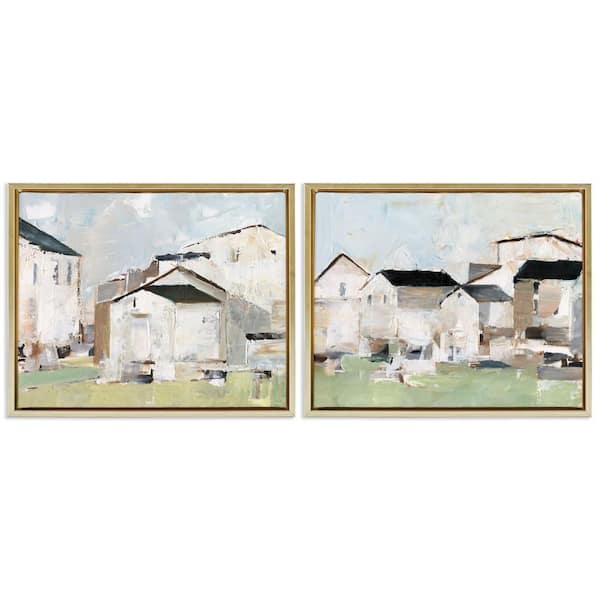 Stupell Industries Cluster of Houses View by Ethan Harper 2-Pieces Gold Floater Frame Architecture Graphic Art Print 25 in. x 31 in.