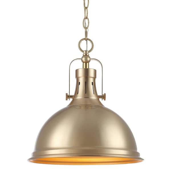 Kira Home Belle 60-Watt 1-Light Cool Brass Modern Pendant Light with Cool Brass Shade, No Bulb Included