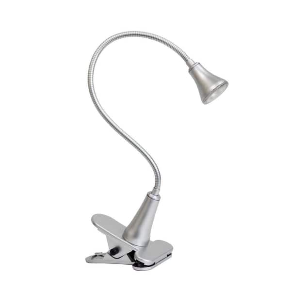 Simple Designs 20.82 in. Silver Gooseneck Integrated LED Clip Desk Lamp
