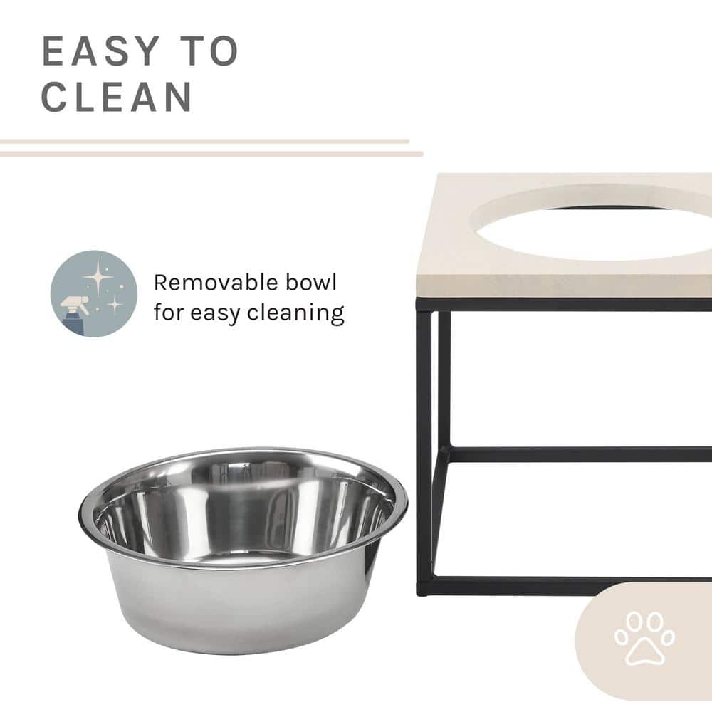 Dan Elevated Stainless Steel Pet Bowl with Wood Frame