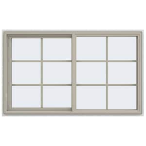 59.5 in. x 35.5 in. V-4500 Series Desert Sand Vinyl Left-Handed Sliding Window with Colonial Grids/Grilles