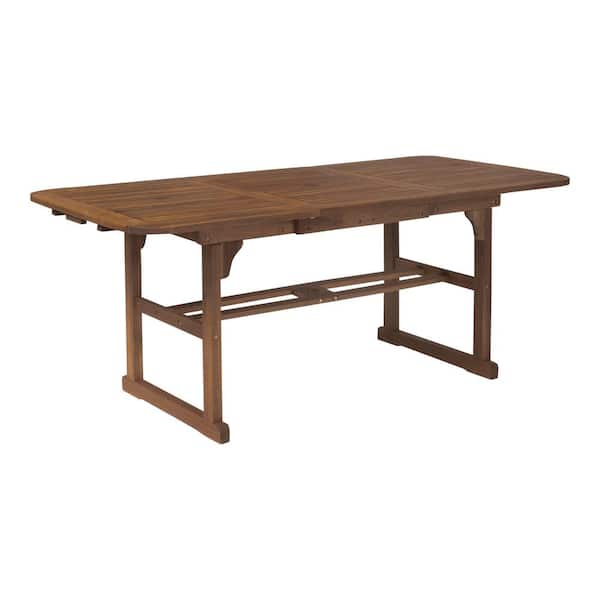 Walker Edison Furniture Company - Boardwalk Dark Brown Acacia Wood Extendable Outdoor Dining Table